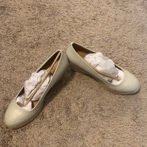 JCrew metallic espadrille wedges, 8.5